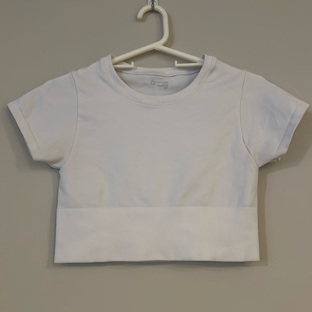 Aerie Cropped White Tee